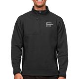 Men's Antigua Heathered Black Holyoke Community College Course Quarter-Zip Pullover Top