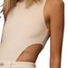 Zara Tops | New Zara Split Side Cream Sleeveless High Neck Top Sz M | Color: Cream | Size: M