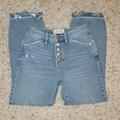 Free People Jeans | Free People Button Denim Cropped Jeans Size 26 | Color: Blue | Size: 26