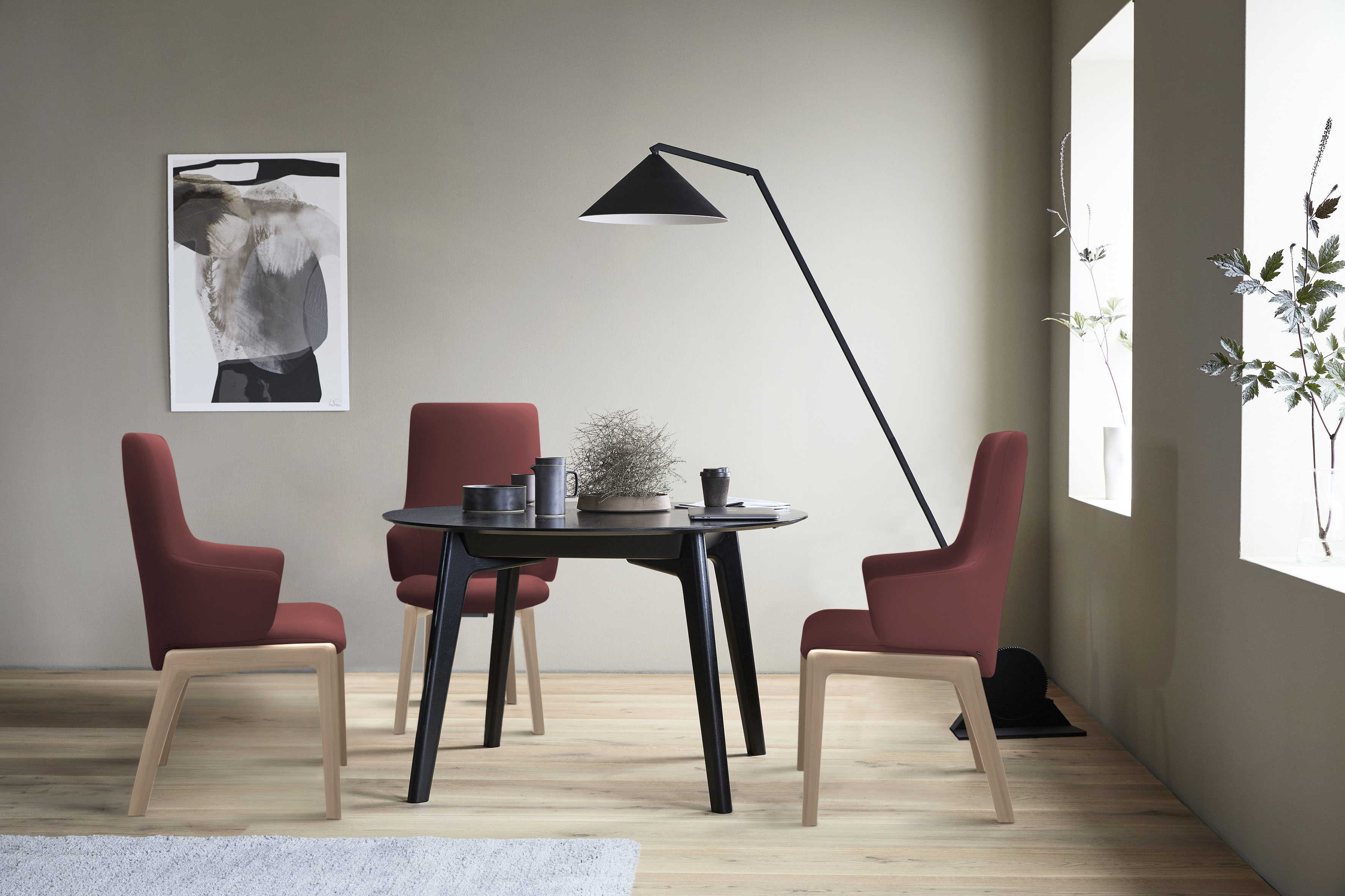 Polsterstuhl STRESSLESS "Laurel", rot (cherry paloma, schwarz), B:58cm H:105cm T:60cm, Leder PALOMA: PALOMA ist ein durchgefärbtes Semianilin-Möbelleder mit natürlicher Narbung., Stühle, Polsterstuhl, High Back mit Armlehne, Größe L, mit...