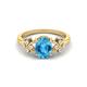 925 Sterling Silver 8X6 MM Oval Shape Swiss Blue Topaz Gemstone Contemporary Engagement Ring (Yellow Gold Vermeil, O)