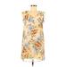R&K Casual Dress - Mini V-Neck Sleeveless: Ivory Floral Dresses - Women's Size 6 Petite