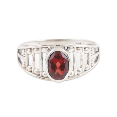 'Sterling Silver Single Stone With One-Carat Garnet Stone'