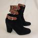 Anthropologie Shoes | Anthropologie Pied Juste Suede Buckle Strap Ankle Boot | Color: Black/Tan | Size: 7