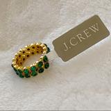 J. Crew Jewelry | J.Crew Emerald Green Statement Ring And Band - Size 5 | Color: Green | Size: 5