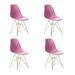 Modern Eiffel Style Chair with Wood Base & Medium Grey Seat- Set of 4