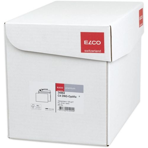 Elco Premium Briefumschläge Ohne Fenster C4 324 (B) x 229 (H) mm Abziehstreifen Weiß 120 g/m² 250 Stück Image