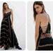 Free People Dresses | Free People Bella Metallics Striped Laced Up Side Party Luxe Maxi Dress 2 $350 | Color: Black/Gold | Size: 2
