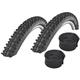 Set: 2 x Schwalbe Smart Sam Plus puncture protection tyres 26 x 2.25 + Schwalbe inner tubes car valve.