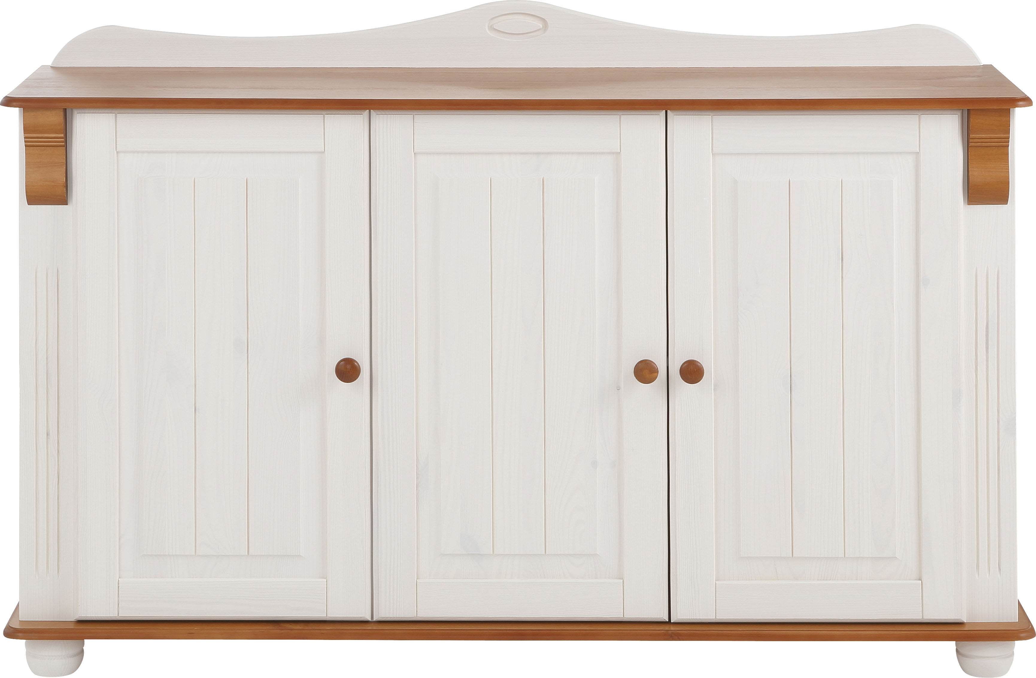 Sideboard HOME AFFAIRE "Adele", weiß (weiß, kirschbaumfarben), B:130cm H:90,8cm T:39,5cm, Sideboards, Kommode, 3-türig, Breite 130 cm, aus massiver Kiefer, FSC Image