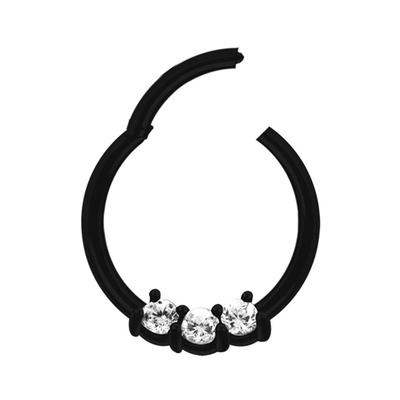 Nasenpiercing ADELIA´S "Piercing Nasenpiercing", Damen, schwarz, Chirurgiestahl, modisch, Piercings, mit drei klaren gefassten Kristallen in 2 mm