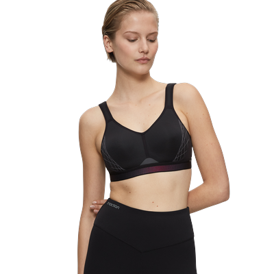 Sport-BH TRIACTION BY TRIUMPH "Triaction Cardio Flow P EX", Damen, Gr. 75, Cup E, schwarz, Single Jersey, Obermaterial: 