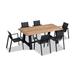 Wrought Studio™ Danylle Rectangular 6 - Person 79" Long Outdoor Dining Set Wood/Teak in Black/Brown/White | 79 W x 15.75 D in | Wayfair