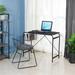 31.5" Computer Desk, Home office desk With Wire Storage Basket for Bedroom,Living Room,Office, walnut & black