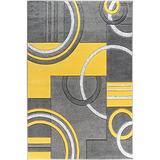 Yellow 72 x 48 x 0.47 in Indoor Area Rug - Wrought Studio™ Area Rug Modern Soft Hand Carved Contemporary Floor Carpet w/ Premium Fluffy Texture For Indoor Living Dining Room | Wayfair