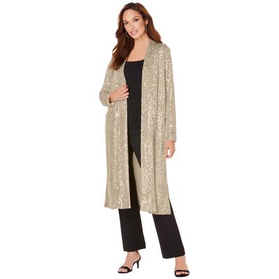 Plus Size Women's Sequin Duster by Roaman's in Sparkling Champagne (Size 34 W) Jacket