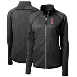 Women's Cutter & Buck Heathered Charcoal Boston Red Sox Mainsail Sweater-Knit Full-Zip Jacket