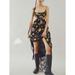 Free People Dresses | Free People Sau Lee Giselle Gown Floral Printed Open Back Maxi Dress 4 $498 | Color: Black | Size: 4