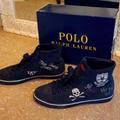 Ralph Lauren Shoes | Euc Ralph Lauren Solomon Skull Suede High Top Sneaker | Color: Blue/White | Size: 9.5