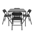 COSCO 5-Piece Folding Fabric Dining Set & 34" Vinyl Card Table Plastic/Resin in Gray | 28 H x 34 W x 34 D in | Wayfair 14551GRY1E