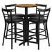 Flash Furniture Carlton 24" Round Laminate Table Set w/ X-Base & 4 Ladder Back Metal Outdoor Barstools Wood in Black/Brown | 58 H x 18 W x 26 D in | Wayfair