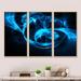 Orren Ellis Fractal 3D Circled Blue Waves - Abstract Framed Canvas Wall Art Set of 3 Canvas, Wood in White | 28 H x 36 W x 1 D in | Wayfair