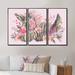 Bay Isle Home™ Blooming Cacti w/ Pink Flowers - Tropical Framed Canvas Wall Art Set Of 3 Canvas, Wood in Gray/Pink | Wayfair