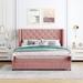 Queen Size Storage Bed Velvet Upholstered Platform Bed with a Big Drawer