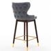 29.9" Modern Leathaire Fabric bar chairs, Tufted Gold Nailhead Trim Gold Decoration Bar stools,Set of 2