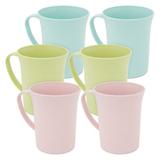 6 Pcs Wheat Straw Mugs with Handle, Unbreakable Coffee Cups, 3 Colors, 11 oz