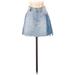 Express Jeans Denim A-Line Skirt Mini - High Rise: Blue Bottoms - Women's Size 2