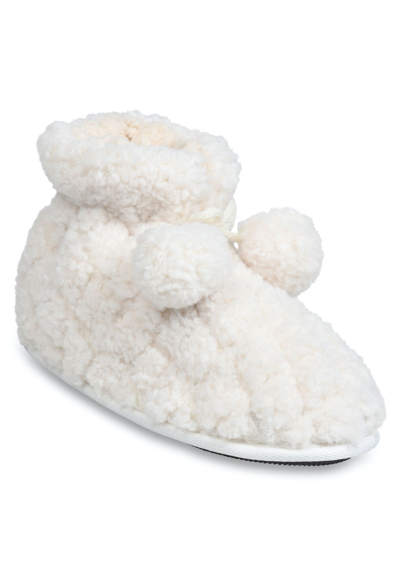 Women's Quilted Teddy Bear Slipper Boot With Poms Slippers by GaaHuu in Natural (Size L(9/10))