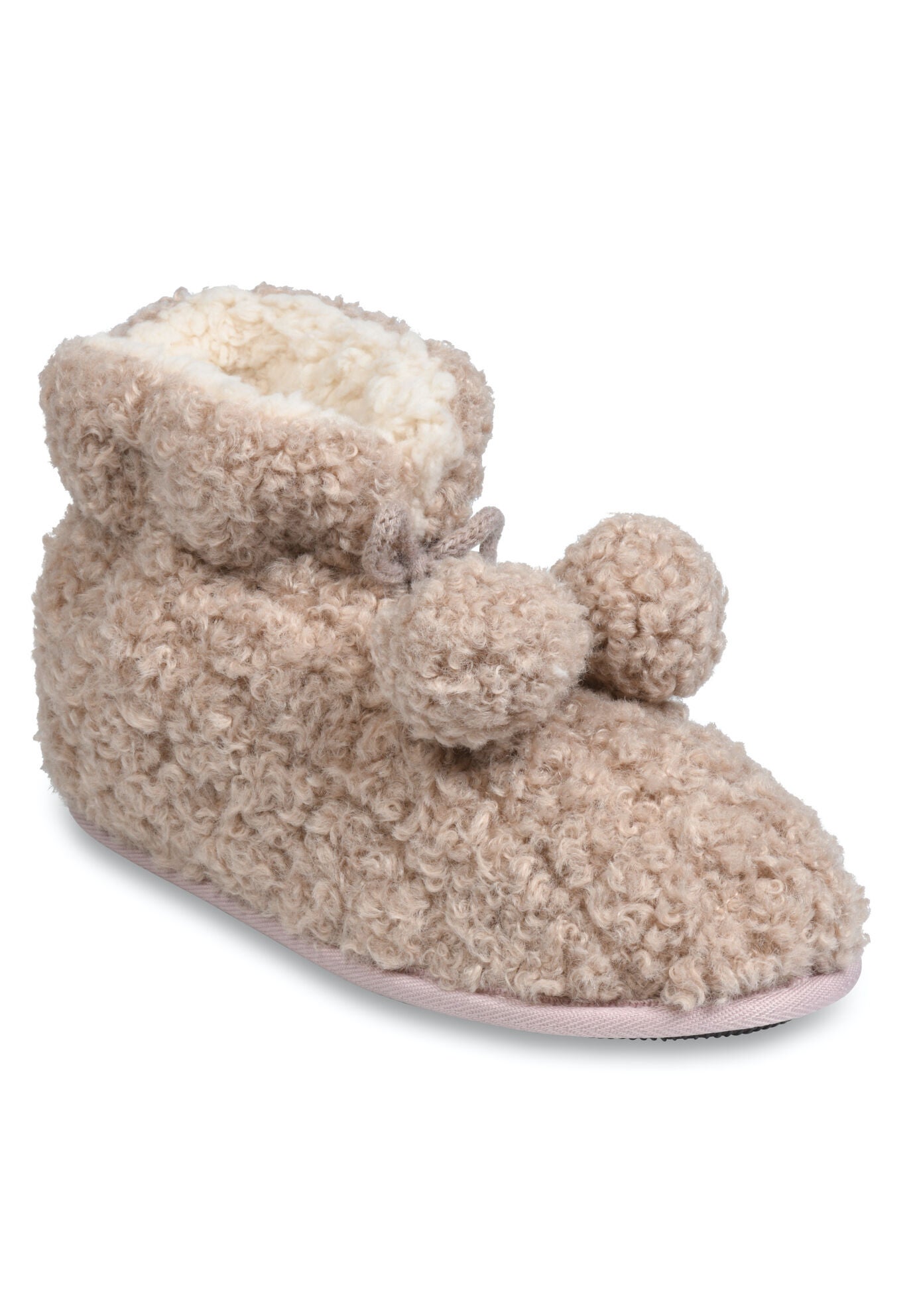 Women's Quilted Teddy Bear Slipper Boot With Poms Slippers by GaaHuu in Cocoa (Size M(7/8))