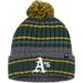 Men's '47 Gray/Green Oakland Athletics Rexford Cuffed Knit Hat with Pom