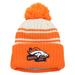 Youth New Era Cream/Orange Denver Broncos 2022 Sideline Sport Cuffed Pom Knit Hat