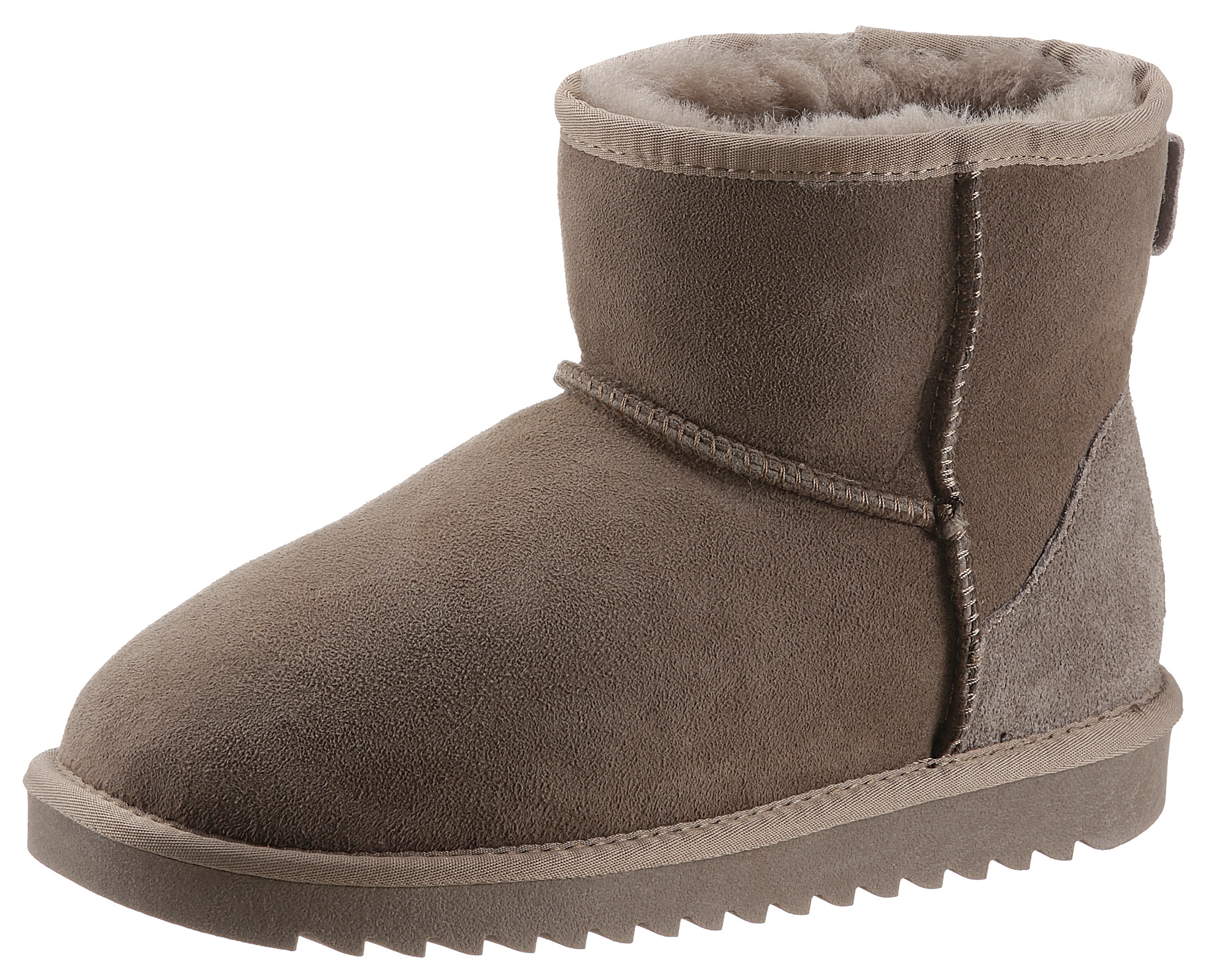 Schlupfboots ARA "Alaska Classic Short", Damen, Gr. 41, grau (taupe classic short), Lammfell, Veloursleder, unifarben, Schuhe Schlupfboots, Winterboots zum Schlupfen in bequemer Weite G (=weit)