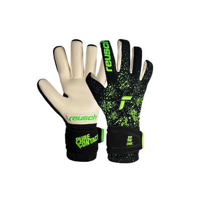 Torwarthandschuhe REUSCH "Pure Contact Gold" Gr. 9,5, schwarz (schwarz, grün) Damen Handschuhe Sporthandschuhe