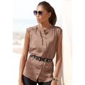 Satinbluse LASCANA Gr. 46, braun (toffee) Damen Blusen Satinblusen