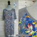 Lularoe Dresses | Lularoe Julia Dress 3xl - Mutli-Color Floral/Leaf Design With Gray Sleeves/Trim | Color: Blue/Orange | Size: 3x