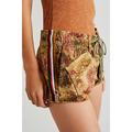 Free People Shorts | Free People Nwt Waimea Slouchy Printed Shorts Zip Fly Drawstring Pockets Xs New | Color: Green/Tan | Size: Xs