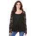 Plus Size Women's Bell-Sleeve Lace Jacket by Roaman's in Black (Size 24 W)