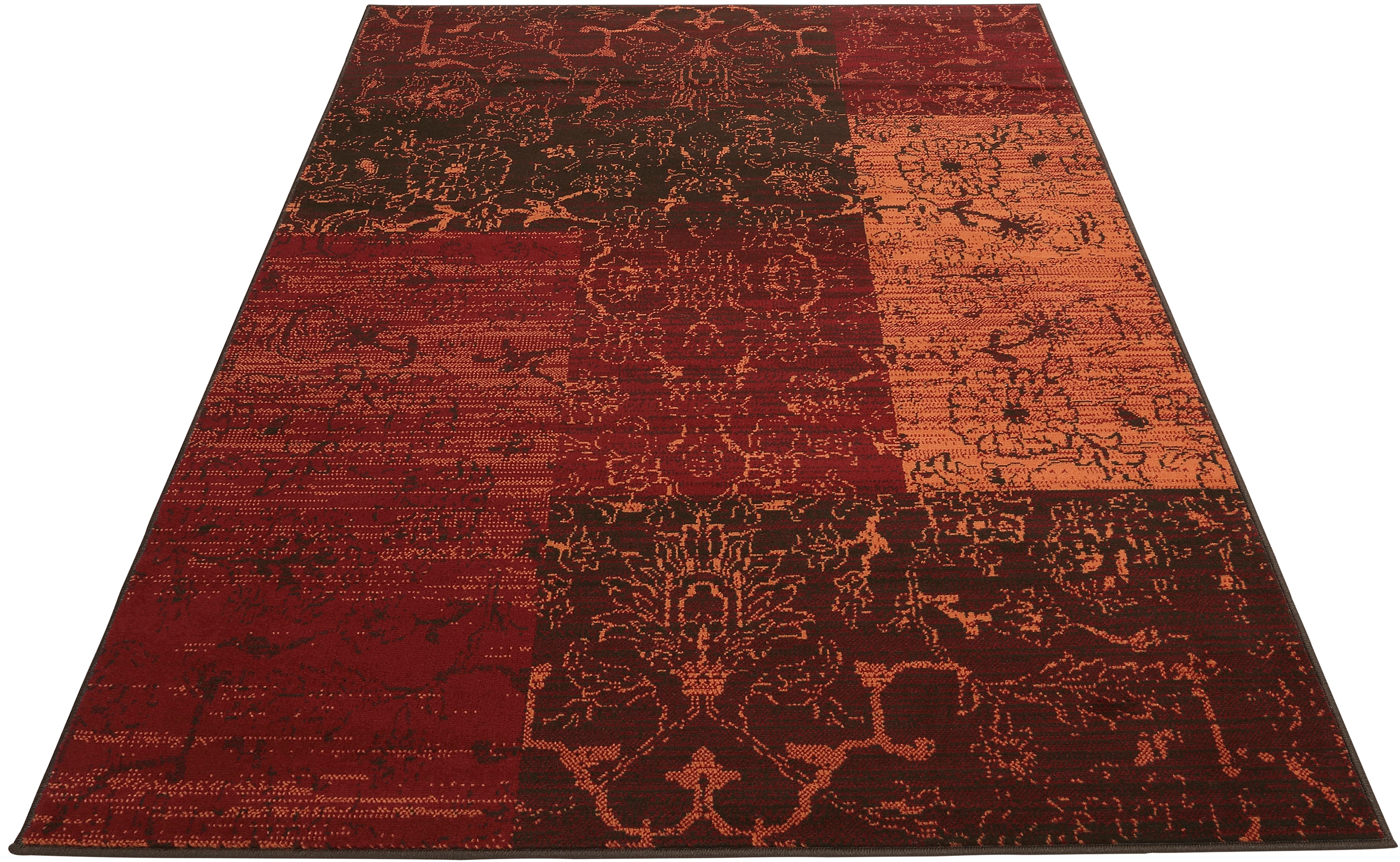 Teppich MY HOME "Bennet" Gr. 2, orange (terra), B:80cm H:7mm L:150cm, Kunstfaser, Teppiche, Teppich, Vintage Design, flach, Kurzflor, weich, pflegeleicht, elegant