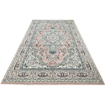 Teppich MY HOME "Oriental, Made in Belgium" Gr. 1, rosa, B:60cm H:7mm L:110cm, Kunstfaser, Teppiche, Orient-Optik, mit Bordüre, Teppich, Kurzflor, Weich, Kundenliebling Image