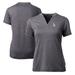 Women's Cutter & Buck Heather Charcoal Los Angeles Dodgers DryTec Forge Stretch V-Neck Blade Top