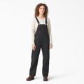 Dickies Women's Relaxed Fit Bib Overalls - Rinsed Black Size S (FB206)