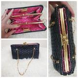 Lilly Pulitzer Bags | Lilly Pulitzer Black Wicker Gold Satchel Clutch | Color: Black/Gold | Size: Os