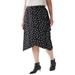 Plus Size Women's Ruched Skirt by Soft Focus in Black Tossed Dot (Size L)