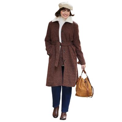 Plus Size Women's Wool Coat by Soft Focus in Chocolate Soft Camel (Size 18 W)