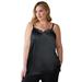 Plus Size Women's Satin Lace Tank by Soft Focus in Black (Size 20 W)