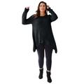 Plus Size Women's Shark Bite Pullover Tunic Sweater by Soft Focus in Black (Size L)
